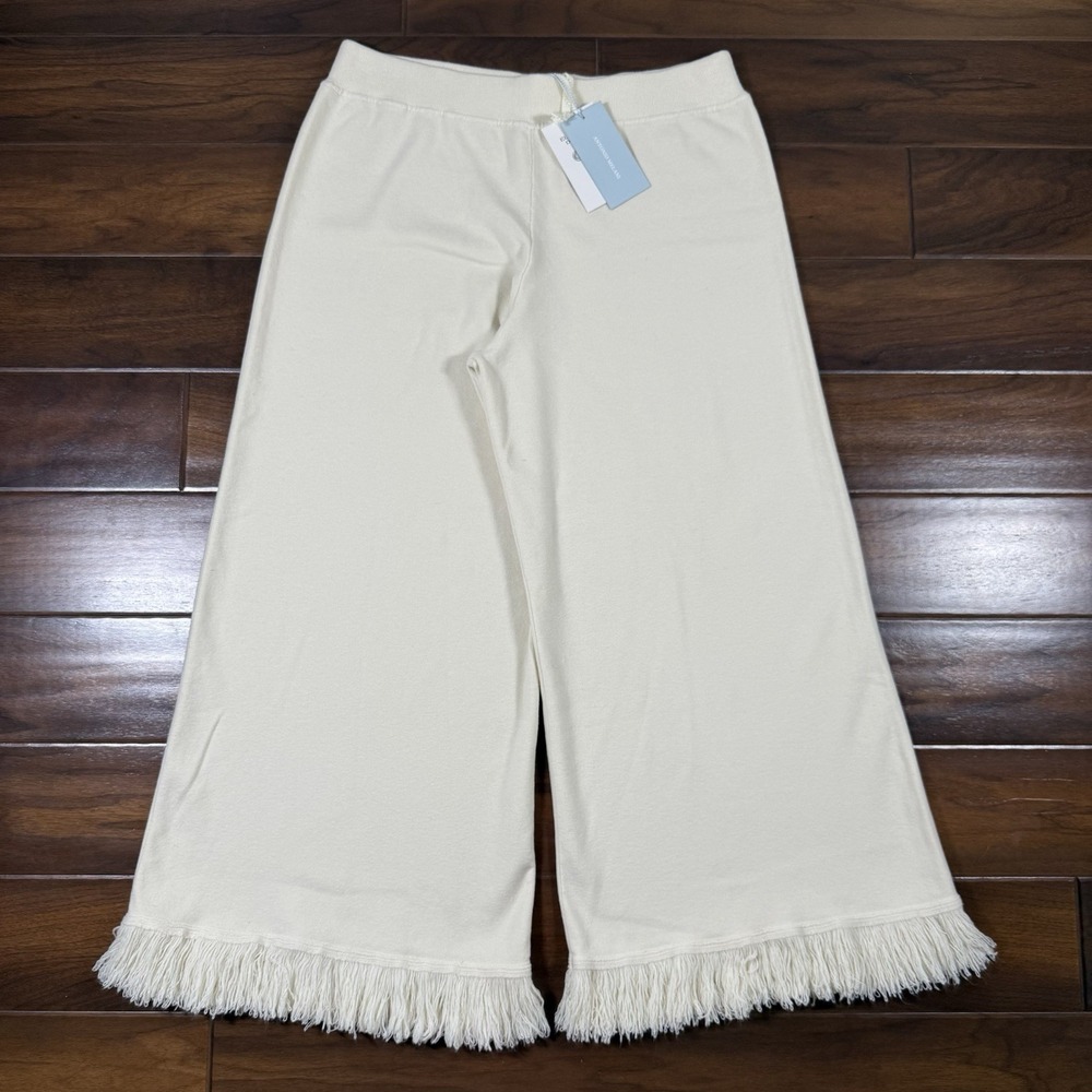 Antonio Melani Elizabeth Damrich Size XL Pearl Sofa Wool Fringe Wide Leg Pants